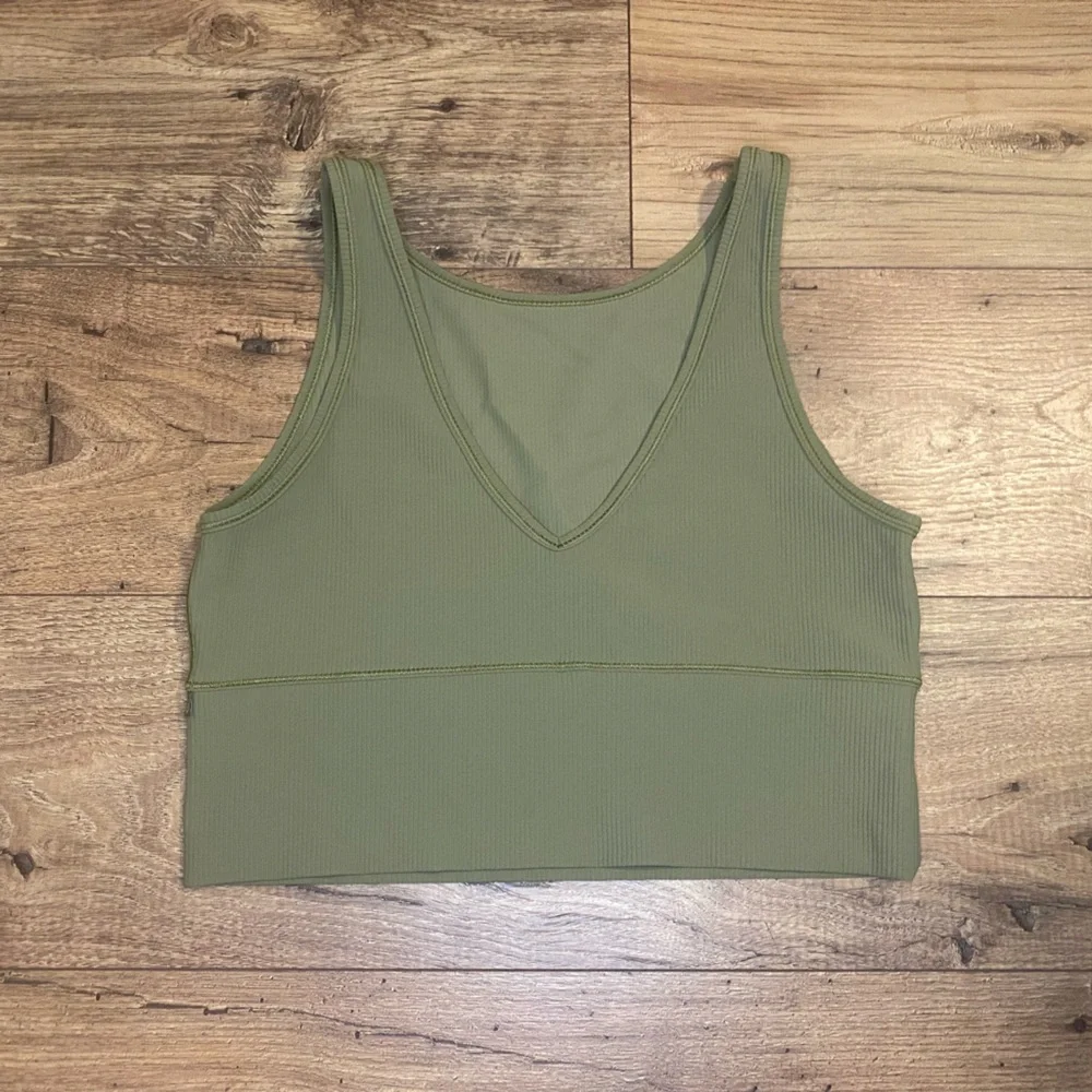 Lululemon Power Pivot Ribbed Tank Top Bronze Green Size 10
